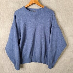 Vintage Courtenay Sweater Mens XL Blue 100% Cashmere Crewneck Pullover Knit